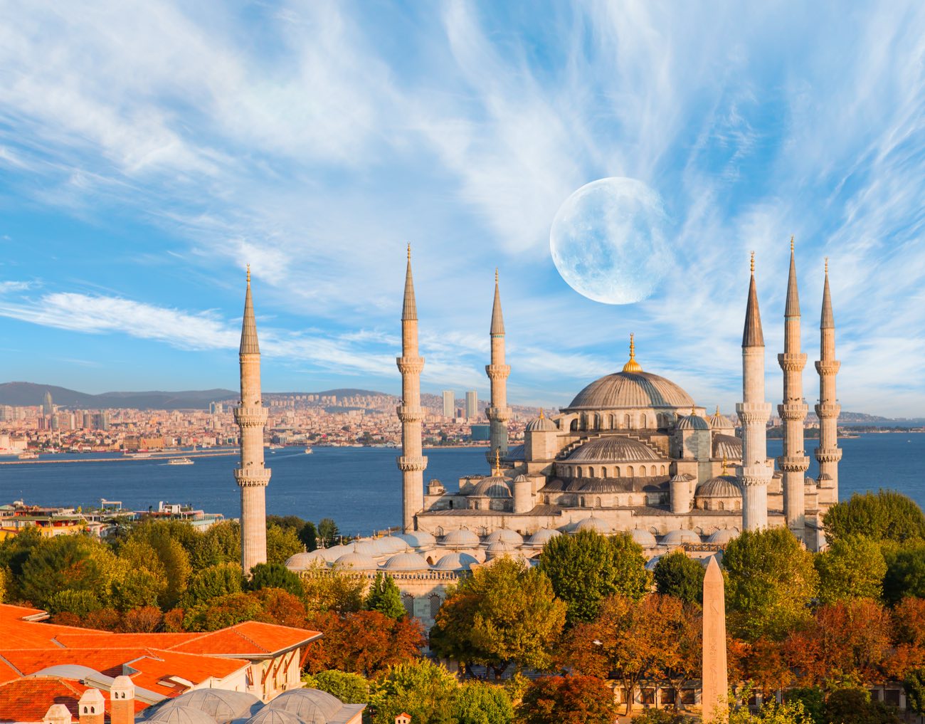 The Blue Mosque above the Bosphorus, Istanbul